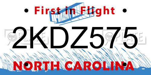 2KDZ575 North Carolina License Plate