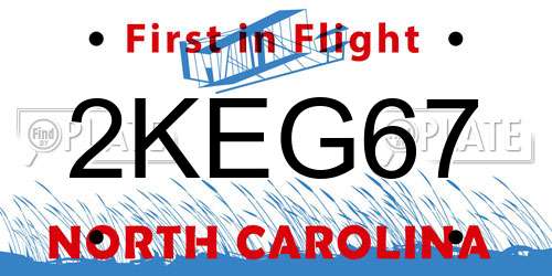 2KEG67 North Carolina License Plate