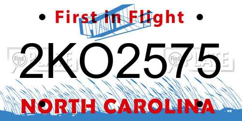 2KO2575 North Carolina License Plate