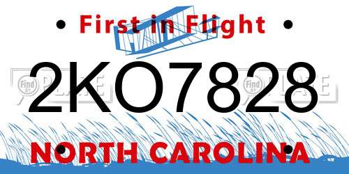 2KO7828 North Carolina License Plate