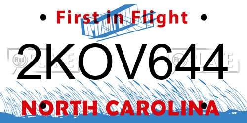 2KOV644 North Carolina License Plate