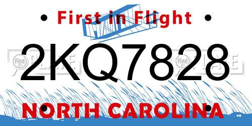 2KQ7828 North Carolina License Plate