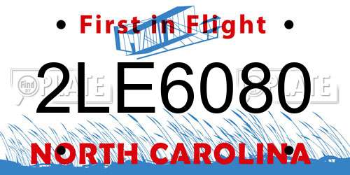 2LE6080 North Carolina License Plate