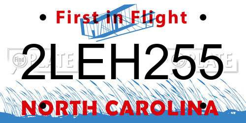 2LEH255 North Carolina License Plate