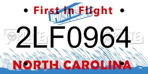 2LF0964 North Carolina License Plate