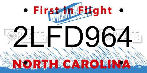 2LFD964 North Carolina License Plate