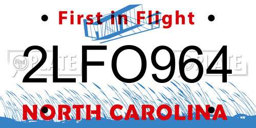 2LFO964 North Carolina License Plate