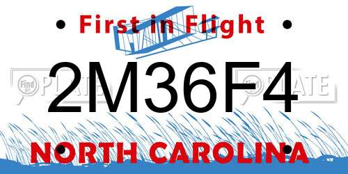 2M36F4 North Carolina License Plate