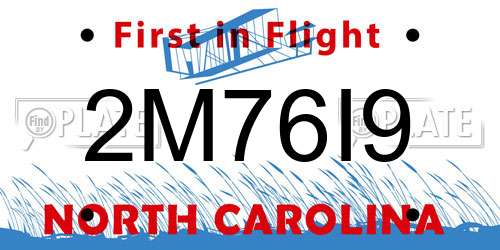 2M76I9 North Carolina License Plate