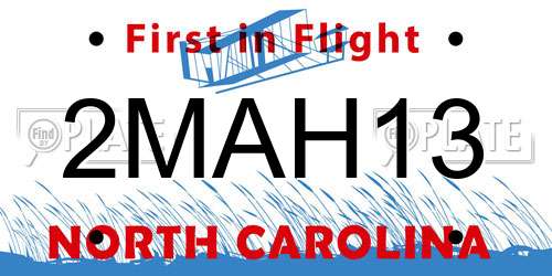 2MAH13 North Carolina License Plate