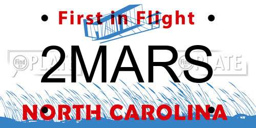 2MARS North Carolina License Plate