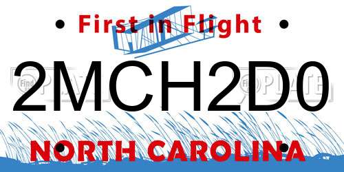 2MCH2D0 North Carolina License Plate