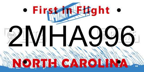 2MHA996 North Carolina License Plate