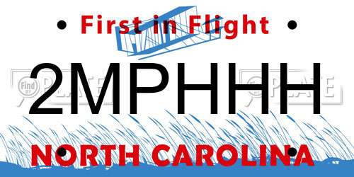 2MPHHH North Carolina License Plate