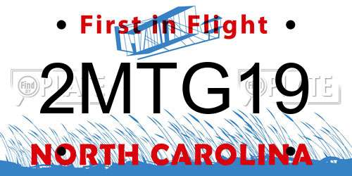 2MTG19 North Carolina License Plate