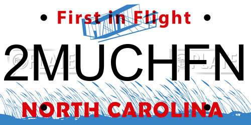2MUCHFN North Carolina License Plate