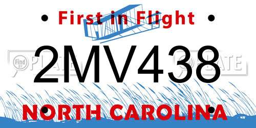 2MV438 North Carolina License Plate