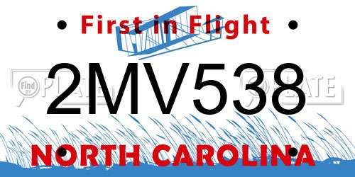 2MV538 North Carolina License Plate