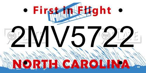 2MV5722 North Carolina License Plate