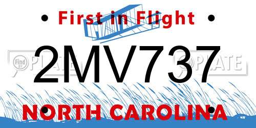 2MV737 North Carolina License Plate