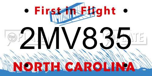 2MV835 North Carolina License Plate