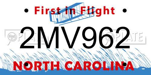 2MV962 North Carolina License Plate