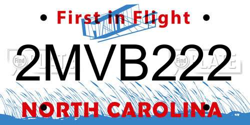 2MVB222 North Carolina License Plate