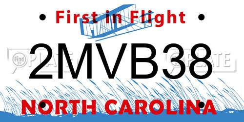 2MVB38 North Carolina License Plate