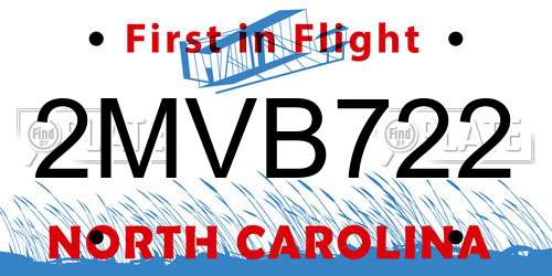 2MVB722 North Carolina License Plate