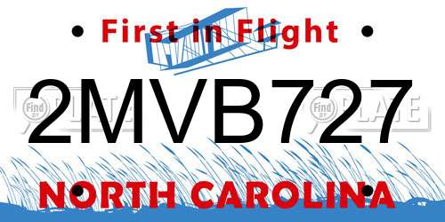 2MVB727 North Carolina License Plate