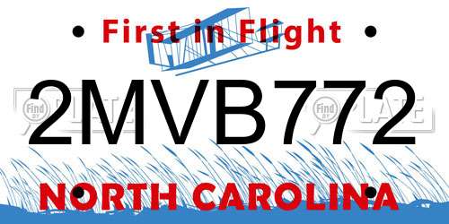 2MVB772 North Carolina License Plate