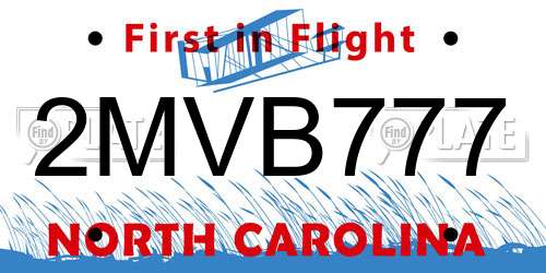 2MVB777 North Carolina License Plate