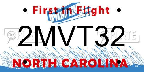 2MVT32 North Carolina License Plate