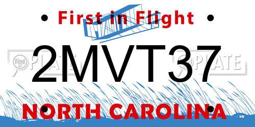 2MVT37 North Carolina License Plate