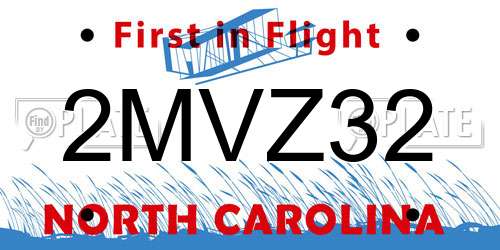2MVZ32 North Carolina License Plate