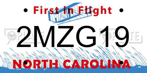 2MZG19 North Carolina License Plate