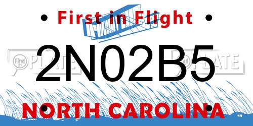 2N02B5 North Carolina License Plate