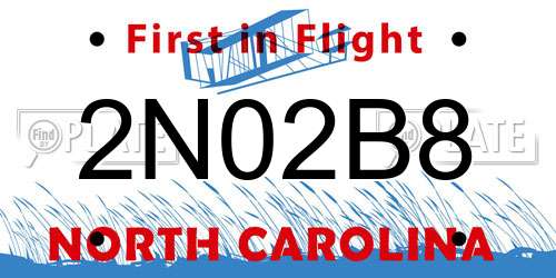 2N02B8 North Carolina License Plate
