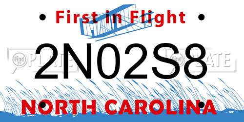 2N02S8 North Carolina License Plate