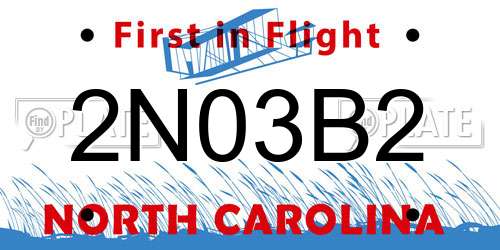 2N03B2 North Carolina License Plate