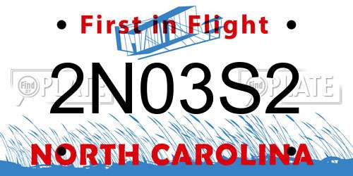 2N03S2 North Carolina License Plate