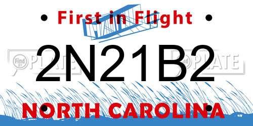 2N21B2 North Carolina License Plate