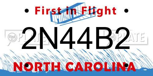 2N44B2 North Carolina License Plate