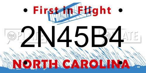 2N45B4 North Carolina License Plate
