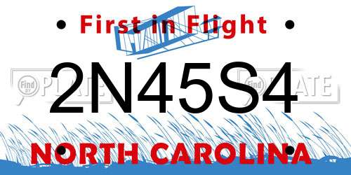 2N45S4 North Carolina License Plate