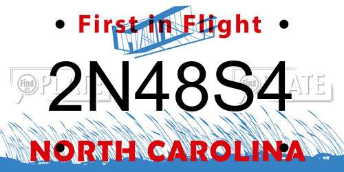 2N48S4 North Carolina License Plate
