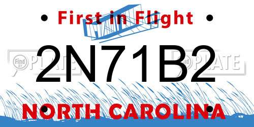 2N71B2 North Carolina License Plate