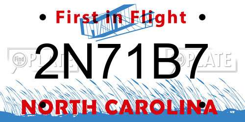 2N71B7 North Carolina License Plate