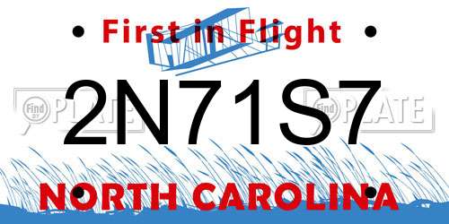 2N71S7 North Carolina License Plate