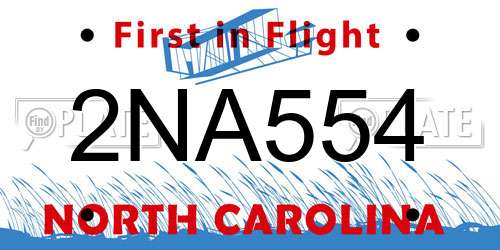 2NA554 North Carolina License Plate